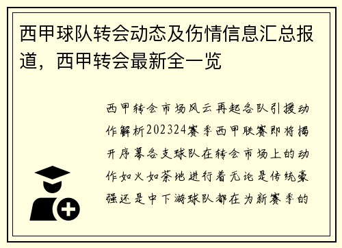 西甲球队转会动态及伤情信息汇总报道，西甲转会最新全一览